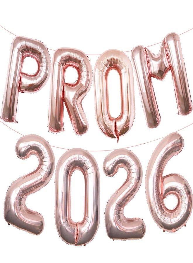 KALOR Rose Gold Prom 2026 Banner Balloons, 32 Inch Mylar Foil letter Graduation Balloons Grad Decoration for Graduation Party Decorations - Image 1