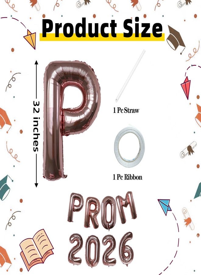 KALOR Rose Gold Prom 2026 Banner Balloons, 32 Inch Mylar Foil letter Graduation Balloons Grad Decoration for Graduation Party Decorations - Image 2
