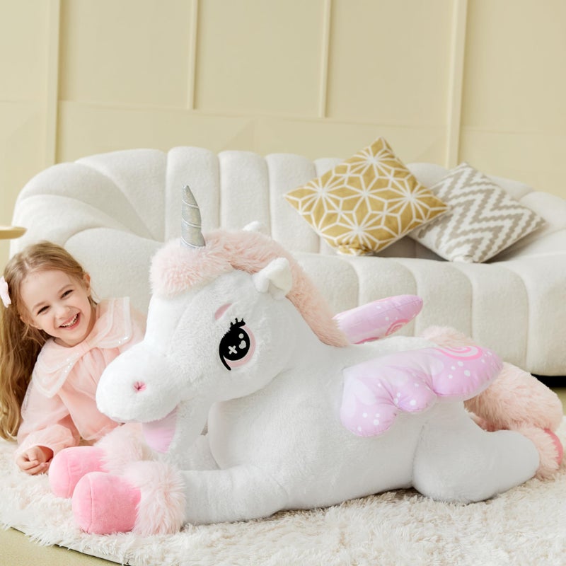IKASA Giant Unicorn Stuffed Animal Plush Toy,Big Large Jumbo Soft Toys,43" Cute Huge Size Fluffy Plushy Fat Plushie,Gifts for Kids - Image 4