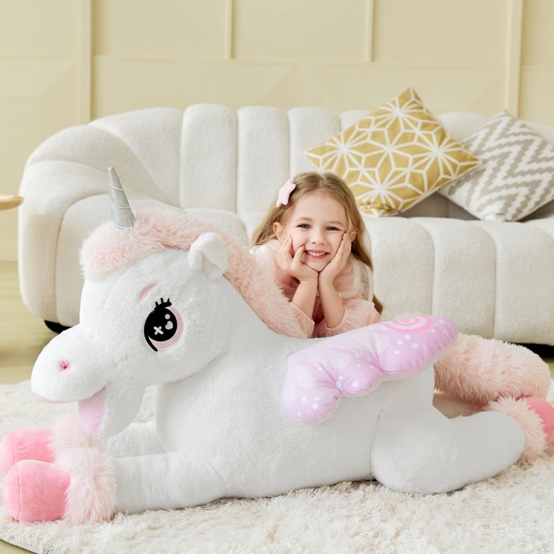 IKASA Giant Unicorn Stuffed Animal Plush Toy,Big Large Jumbo Soft Toys,43" Cute Huge Size Fluffy Plushy Fat Plushie,Gifts for Kids - Image 2