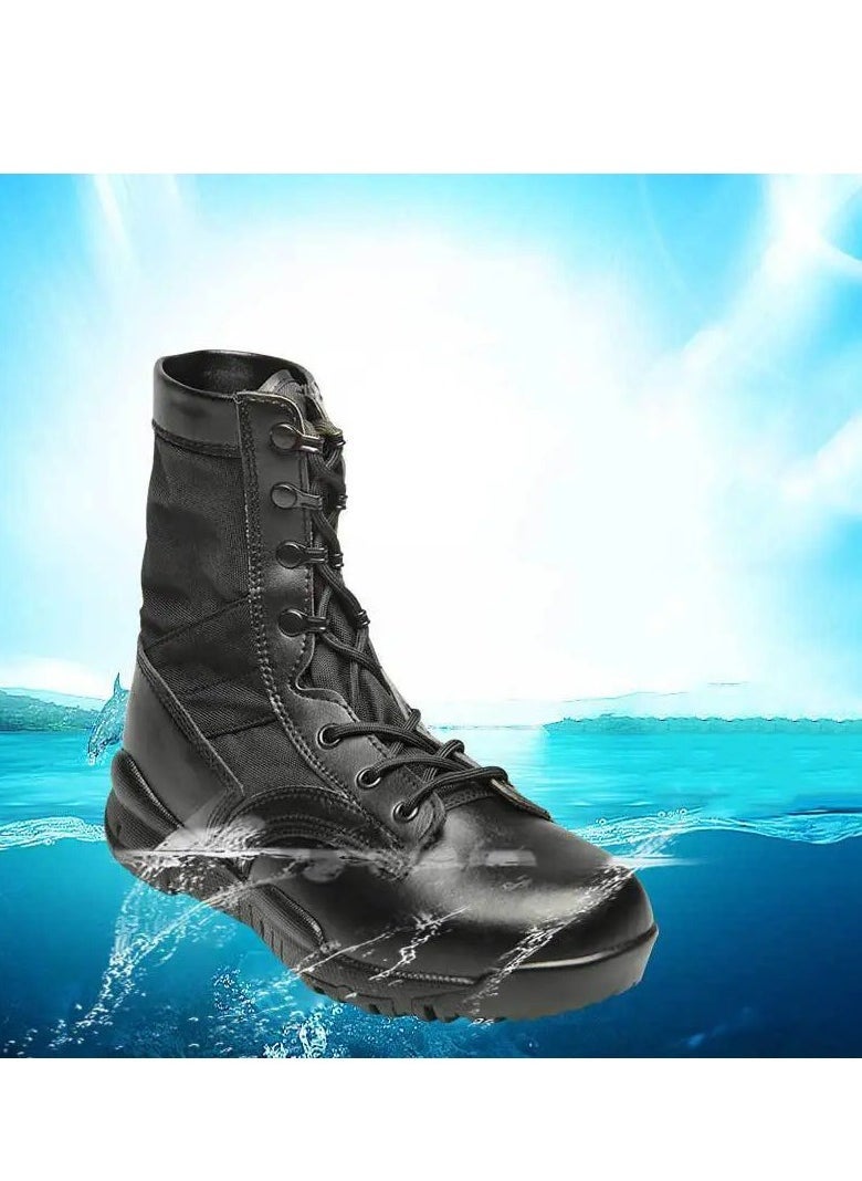 Anti-Slip 1-Pair Ultra Light Waterproof Fabric Breathable Combat Boots,Men's Outdoor Desert Boots Shoes,Mesh Light Military Fans Shoes,Size 43 Black  - Image 2