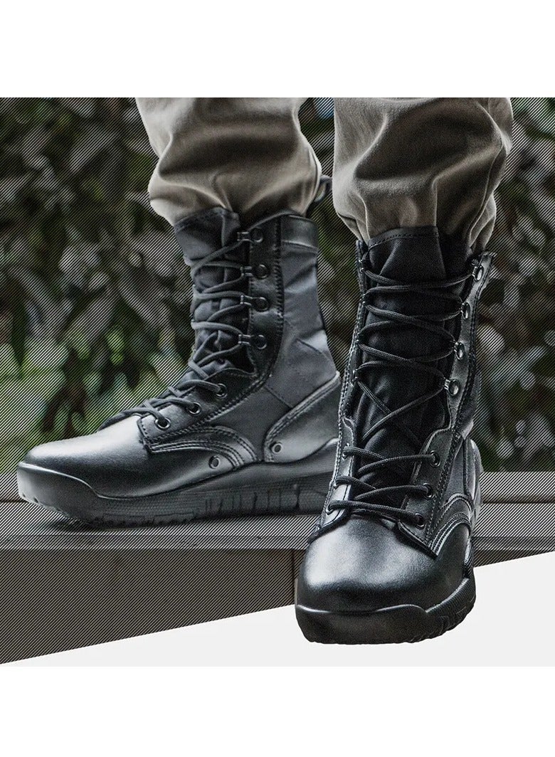 Anti-Slip 1-Pair Ultra Light Waterproof Fabric Breathable Combat Boots,Men's Outdoor Desert Boots Shoes,Mesh Light Military Fans Shoes,Size 43 Black  - Image 3