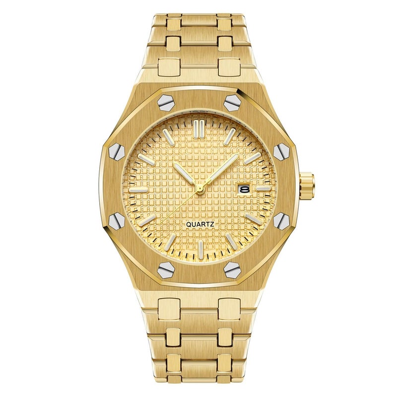 ساعة باراتمون للرجال من الفولاذ المقاوم للصدأ بحركة كوارتز تاريخ ساعة يد للذكور مقاومة للماء مع عقارب مضيئة ساعة معصم عصرية للأعمال للرجال