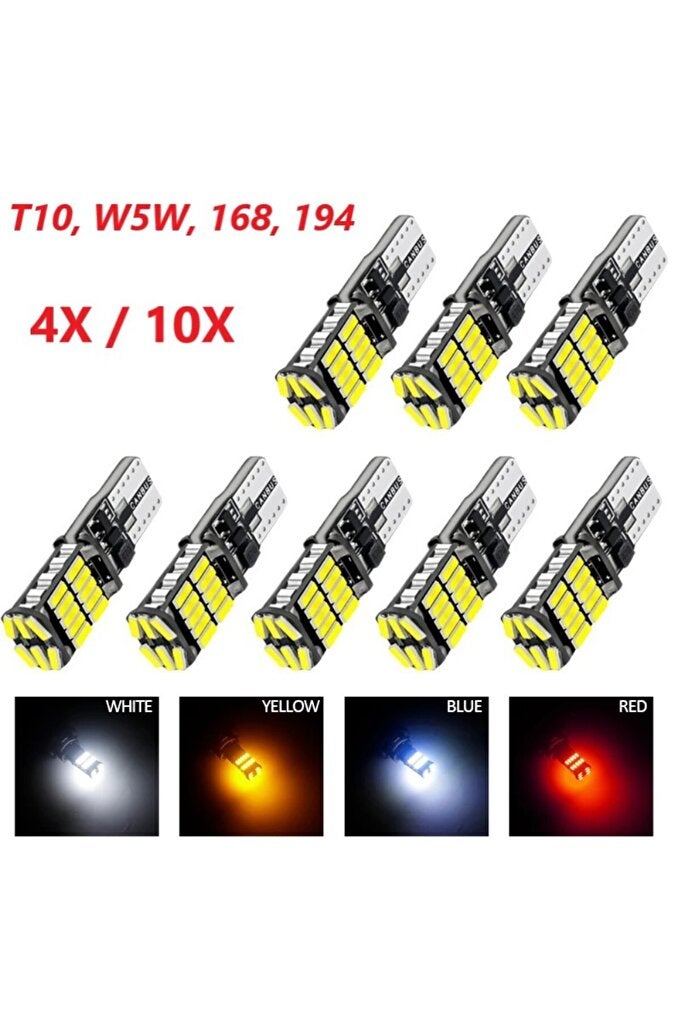 ريحني T10 4PCs الأبيض 4/10 قطع سوبر برايت T10 W5W مصابيح LED Canbus 12V/24V الأصفر الأخضر الأبيض Interio - Image 1