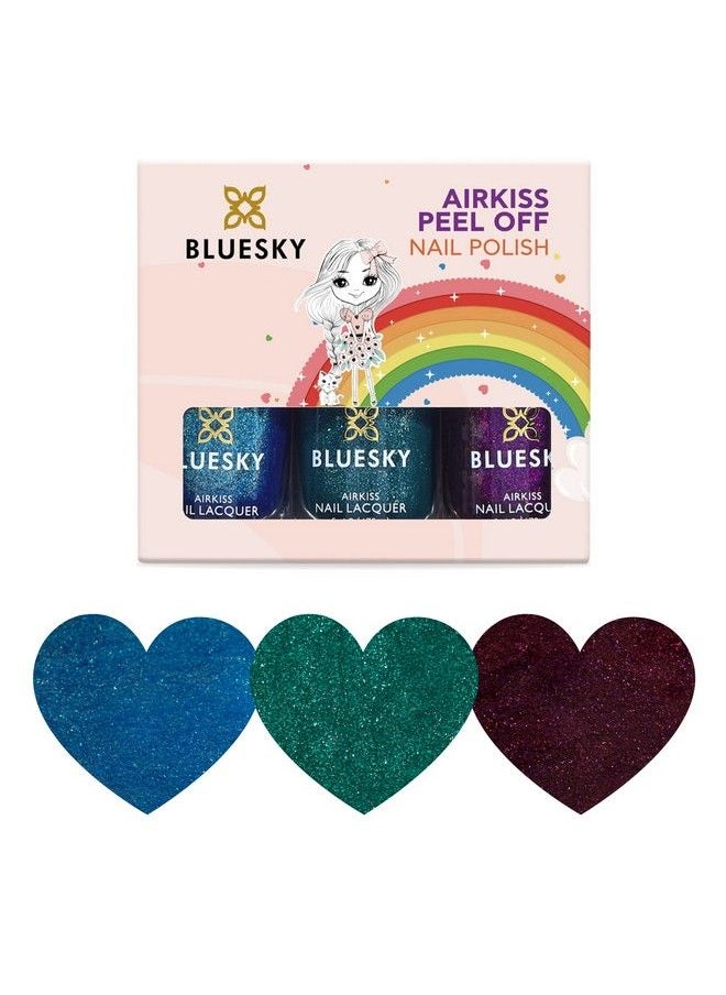Bluesky Kids Nail Varnish Set Cosmic Space Collection. Greenpurpleblue. Easy Peeloffnontoxicwater Basedodourfree Polish Forgift3 X 5Ml Stickerskidscosmicspacecosmic Space Trio  - Image 2