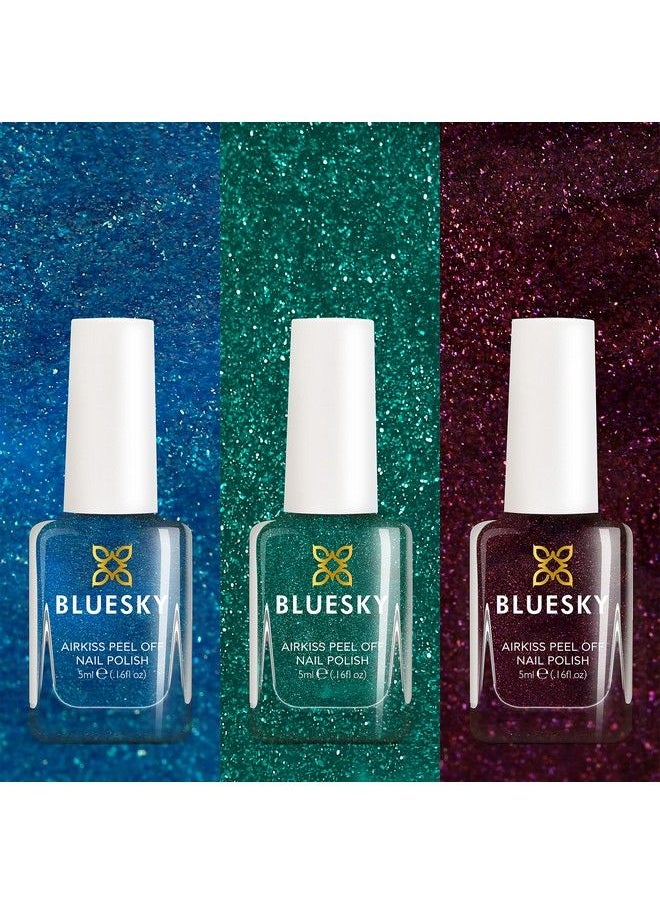 Bluesky Kids Nail Varnish Set Cosmic Space Collection. Greenpurpleblue. Easy Peeloffnontoxicwater Basedodourfree Polish Forgift3 X 5Ml Stickerskidscosmicspacecosmic Space Trio  - Image 3