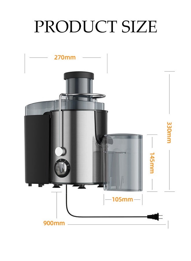 DUNISO عصارة 800 واط مع فتحة واسعة - آلات عصير قوية ببطء مع فلتر مزدوج التحكم في السرعة من الفولاذ المقاوم للصدأ لعصير الفواكه والخضروات مع عائد عصير عالي، خالية من BPA - Image 4