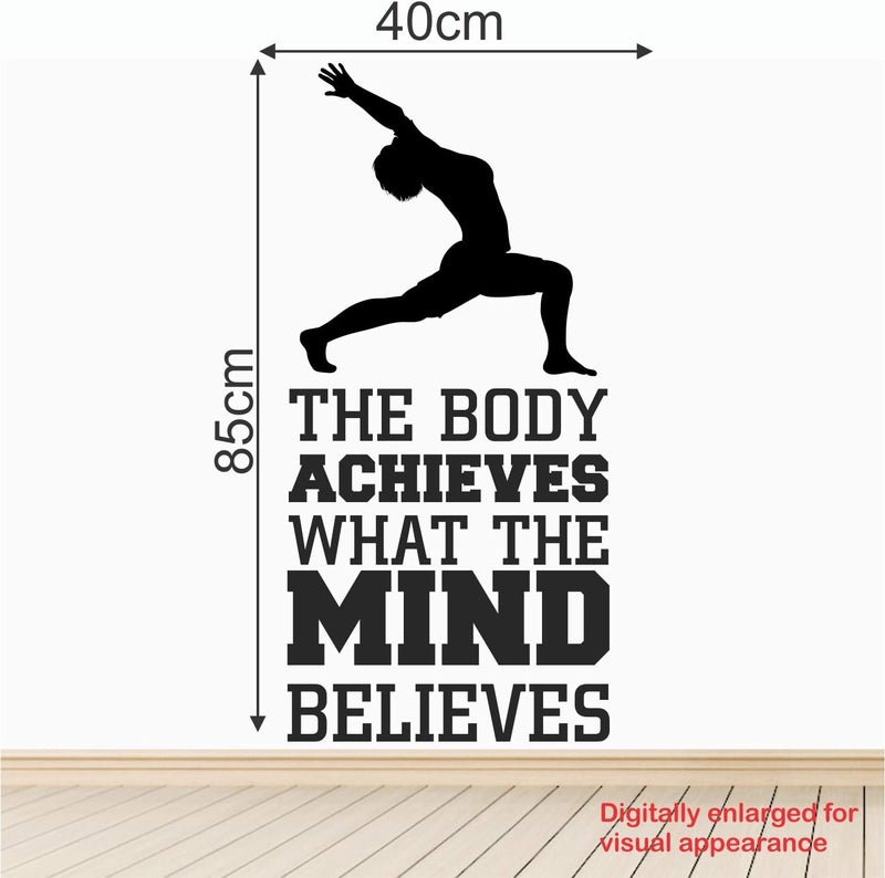 StickMe 'The Body Achieves What The Mind Believes - Yoga - Gym - Fitness - Office - Workout - Inspirational - Motivational - Quotes - Wall Sticker' -SM830 (Multi Colour, Vinyl - 85cm X 40 cm) - Image 4