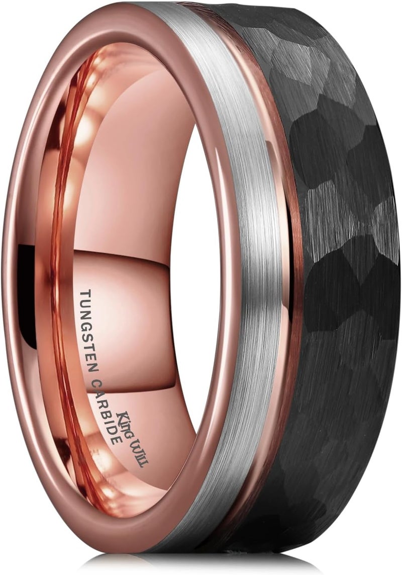 King Will Mens Tungsten Carbide Wedding Band with Groove Design, 6/7/8mm Width, Brushed/Polished Finish Men's Rings Comfort Fit - Image 1