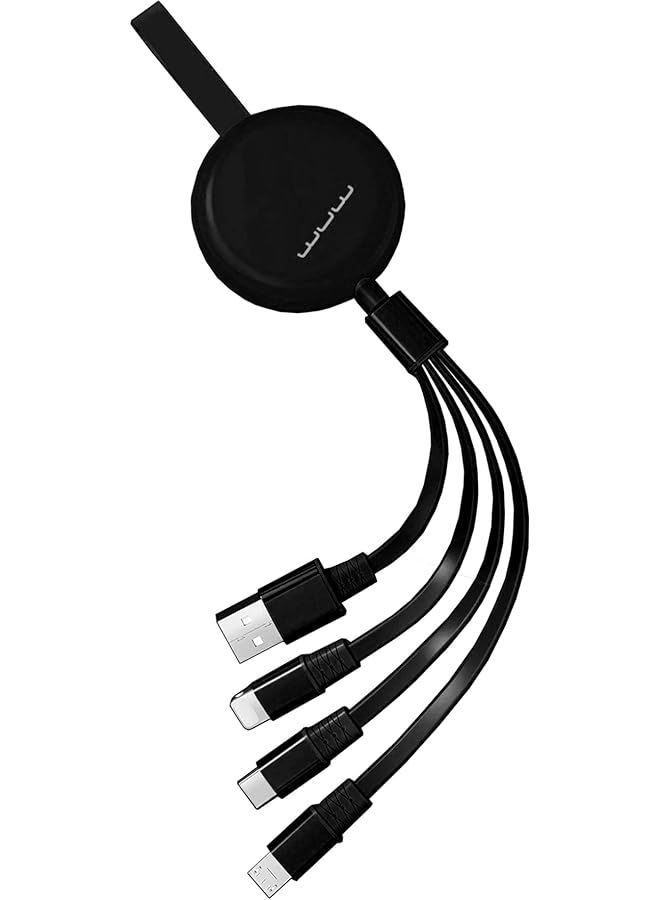 إيروريكس كابل شحن سريع 3 في 1 عالمي 3 أمبير من Wuw مع موصلات Lightning USB وMicroUSB لأجهزة Iphone وSamsung وiPad وMacBook وLaptop والملحقات X159 3A أسود - Image 1