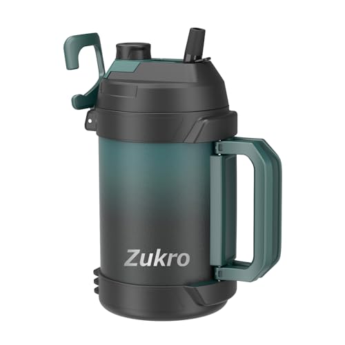 Zukro جركن ماء زوكرو سعة 1 جالون، جركن معدني كبير معزول ثلاثي الجدران بسعة 128 أونصة مع قشة وصنبور، لا يتعرق، زجاجة ماء رياضية من الفولاذ المقاوم للصدأ تحافظ على البرودة لمدة 48 ساعة في الهواء الطلق - Image 1