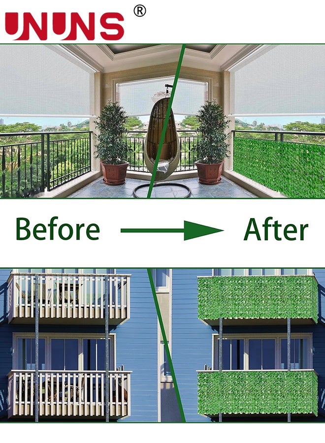 UNUNS Artificial Fences,5pcs Faux Ivy Fence Privacy Screen, UV-Anti Artificial Fake Ivy Hedge,Light Green Artificial Hedge Backyard Decor for Indoor, Outdoor,Garden,Fence,Balcony and Many Other Scenarios,0.5x1m - Image 4