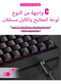 R8 Gaming Keyboard,61 Keys Mechanical Keyboard,60% Mini Wired Waterproof Backlit Silent White RGB Color,Suitable for PC/Ps4/Xbox Gamers  - Image 5