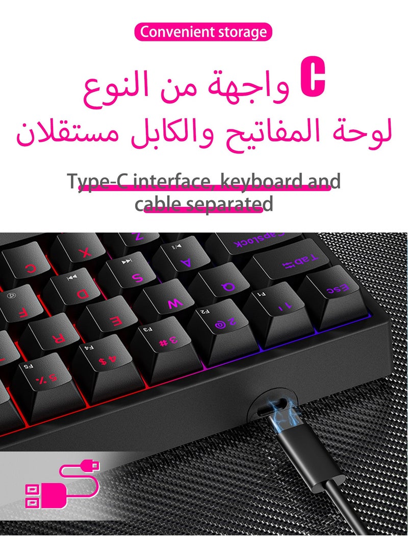 R8 - Gaming Keyboard,61 Keys Mechanical Keyboard,60% Mini Wired Waterproof Backlit Silent White RGB Color,Suitable for PC/Ps4/Xbox Gamers - Image 1