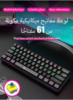R8 Gaming Keyboard,61 Keys Mechanical Keyboard,60% Mini Wired Waterproof Backlit Silent White RGB Color,Suitable for PC/Ps4/Xbox Gamers  - Image 2