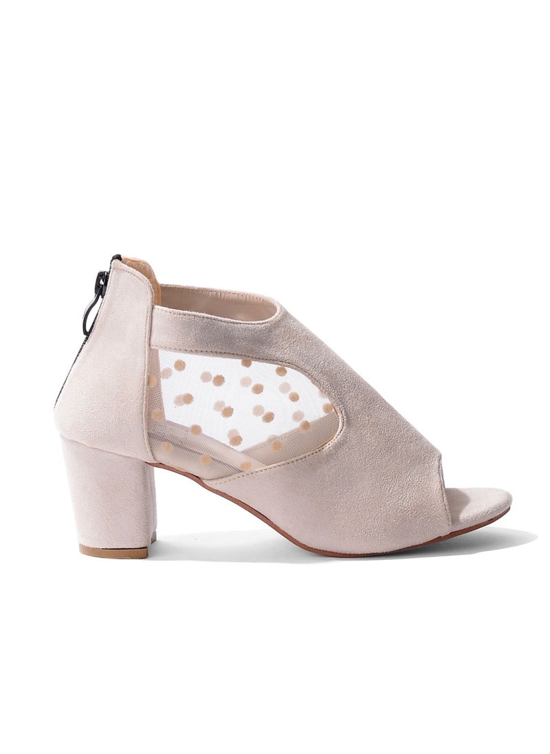 Vbranda - Suede Sandals Open Front With Side Shape C-52 BEIGE - Image 1