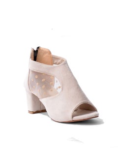 Suede Sandals Open Front With Side Shape C-52 BEIGE