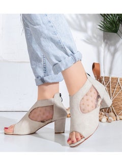 Vbranda Suede Sandals Open Front With Side Shape C-52 BEIGE  - Image 2