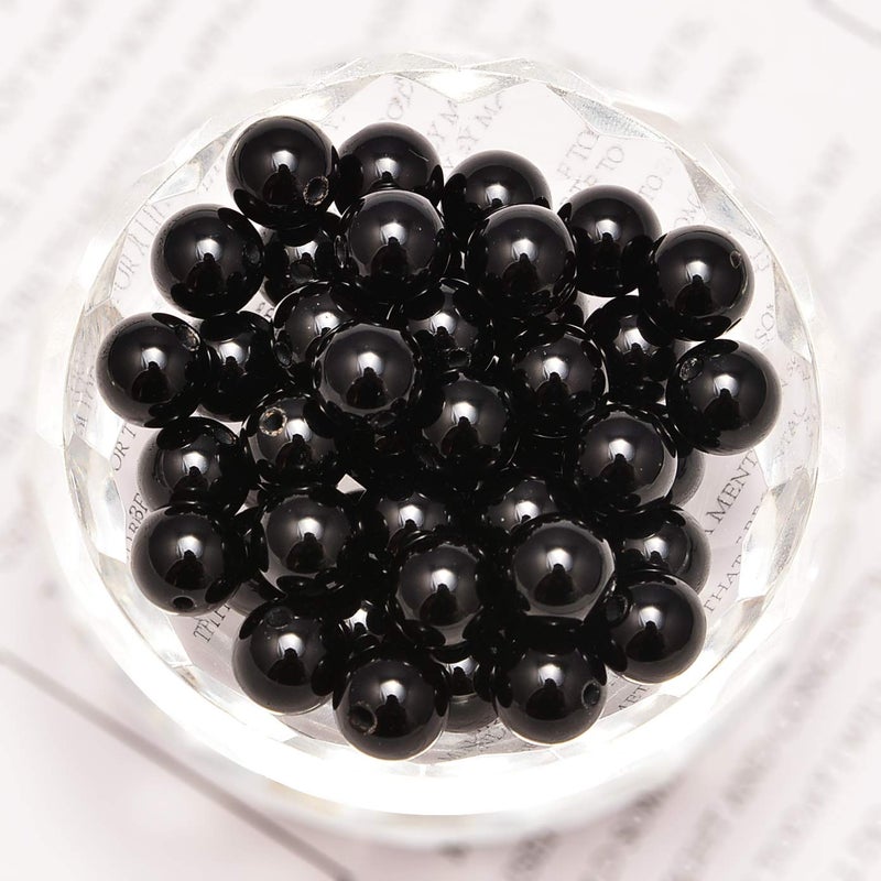 NCB 200PCS 8mm Natura Black Onyx Agate Gemstone Round Spacer Loose Beads for Jewelry Making with Crystal Stretch Cord (Black Onyx Agate, 8mm 200Beads) - Image 2