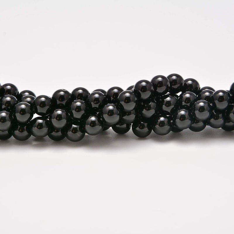 NCB 200PCS 8mm Natura Black Onyx Agate Gemstone Round Spacer Loose Beads for Jewelry Making with Crystal Stretch Cord (Black Onyx Agate, 8mm 200Beads) - Image 4