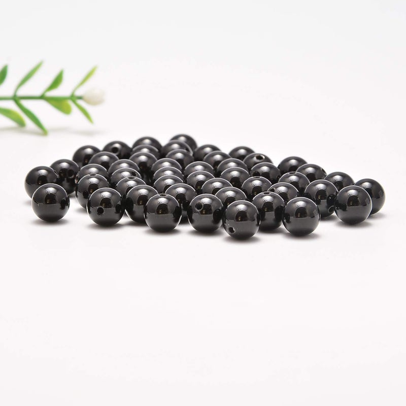NCB 200PCS 8mm Natura Black Onyx Agate Gemstone Round Spacer Loose Beads for Jewelry Making with Crystal Stretch Cord (Black Onyx Agate, 8mm 200Beads) - Image 3