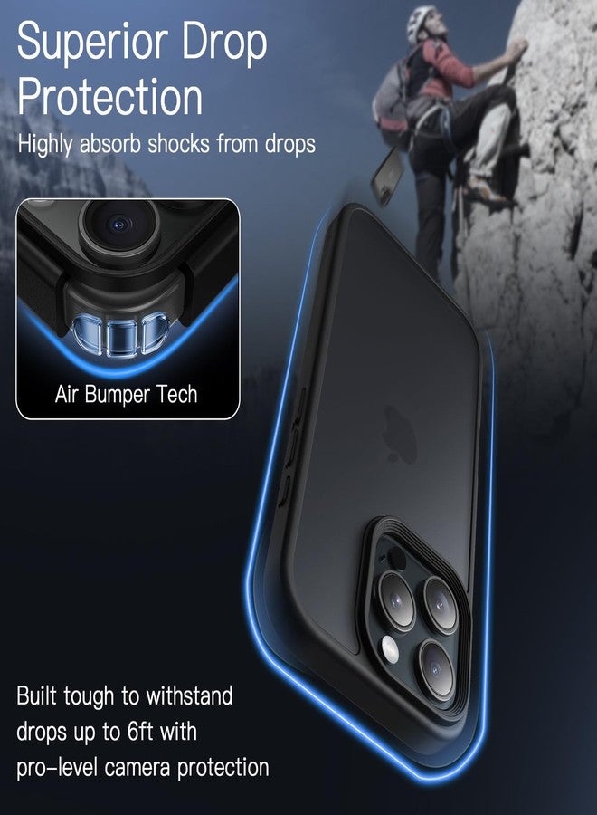 جي تيك جراب JETech غير لامع لهاتف iPhone 16 Pro Max مقاس 6.9 بوصة، مقاوم للصدمات وحماية من السقوط بمعايير عسكرية، غطاء خلفي شفاف غير لامع للهاتف، مقاوم لبصمات الأصابع (أسود) - Image 3
