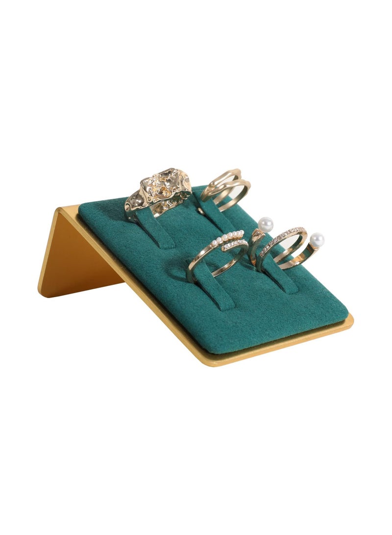 Excefore Ring Display Stand Small Felt Ring Holder Display, Gold Ring Jewelry Earring Necklace Bracelet Stand, Ring Storage Organizer(Velvet Ring Holder-Green) - Image 1