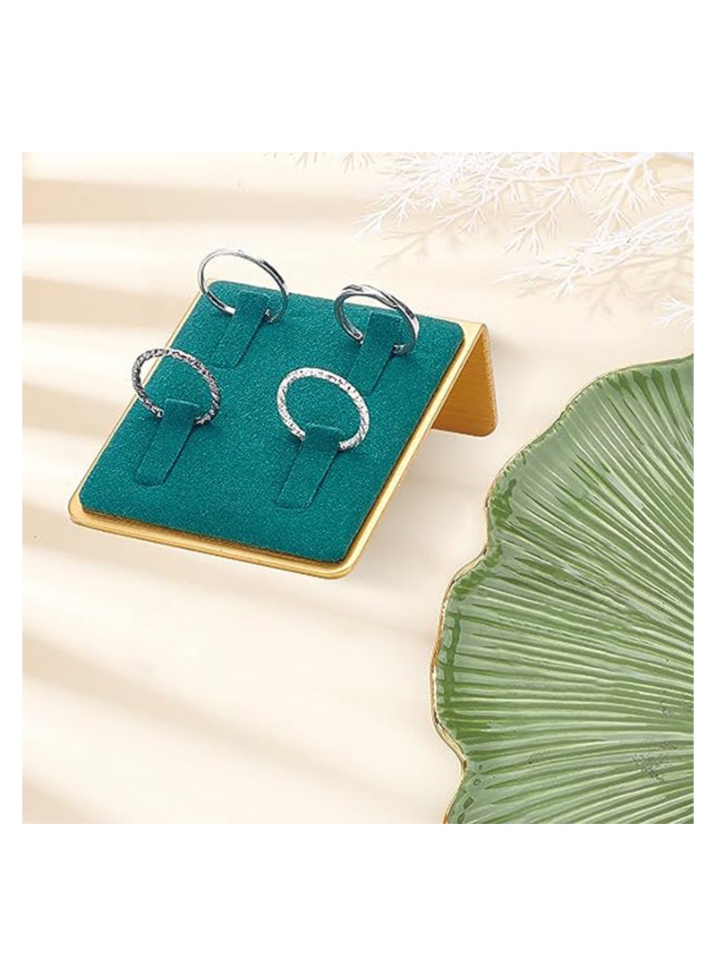 Excefore Ring Display Stand Small Felt Ring Holder Display, Gold Ring Jewelry Earring Necklace Bracelet Stand, Ring Storage Organizer(Velvet Ring Holder-Green) - Image 2