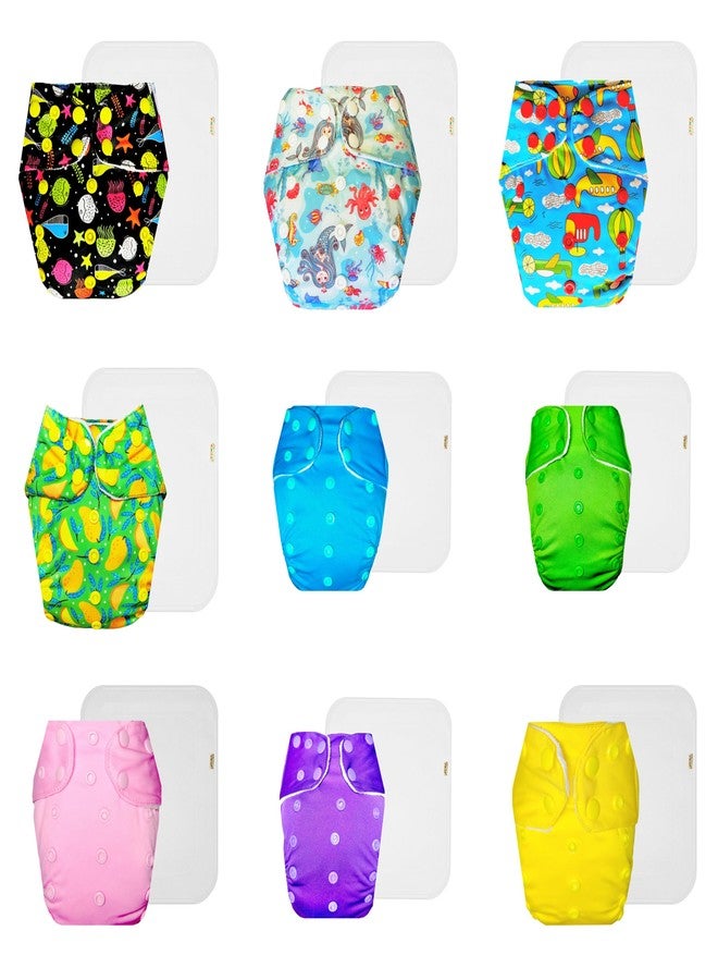 Dumbledo Premium Cloth Diaper with Cotton Insert (Pack of 9) | Hypoallergenic | Breathable | Travel Friendly | Ideal for Toddlers | 3 Months - 3 Years | Unisex Baby - Image 1