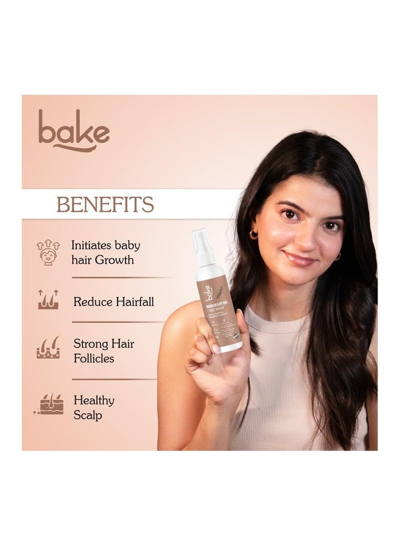 BAKE Rosemary Oil Hair Growth Serum Spray with Rice Water & Methi Dana | For Hair Fall, Hair Regrowth & Keratin Treated | Strengthen Hair Follicles | For Women & Men | 100ml (Rosemary Spray - 100ml) - Image 2