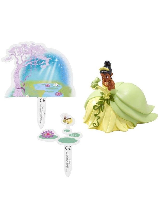 DecoPac - Decoset® Disney Princess Tiana Cake Topper 3 Piece Cake Decoration With Tiana And Frog Figurine Water Lily Pic And Background Scenery Pic - Image 1