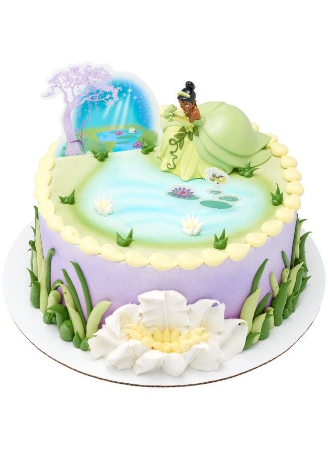 DecoPac - Decoset® Disney Princess Tiana Cake Topper 3 Piece Cake Decoration With Tiana And Frog Figurine Water Lily Pic And Background Scenery Pic - Image 1