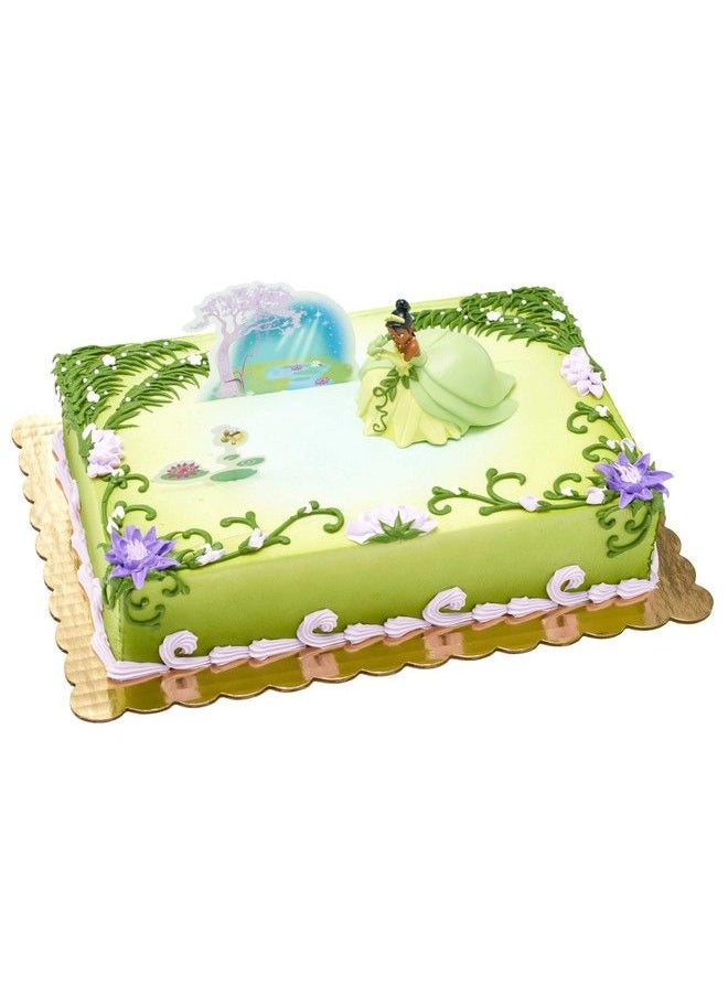 DecoPac - Decoset® Disney Princess Tiana Cake Topper 3 Piece Cake Decoration With Tiana And Frog Figurine Water Lily Pic And Background Scenery Pic - Image 1