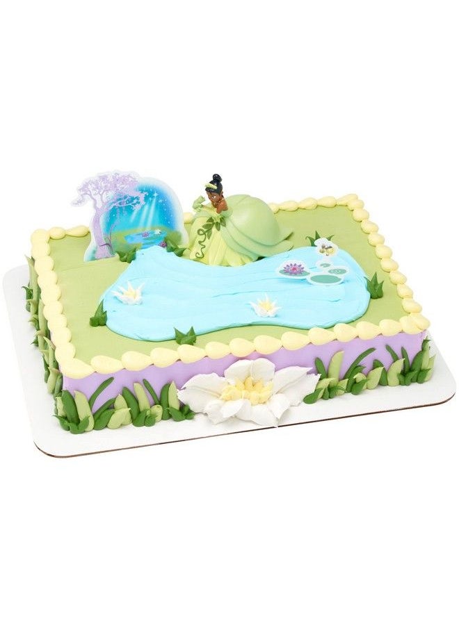 DecoPac - Decoset® Disney Princess Tiana Cake Topper 3 Piece Cake Decoration With Tiana And Frog Figurine Water Lily Pic And Background Scenery Pic - Image 1
