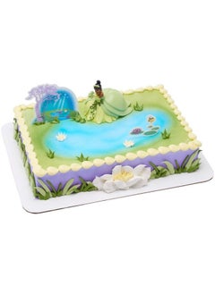 Decoset® Disney Princess Tiana Cake Topper 3 Piece Cake Decoration With Tiana And Frog Figurine Water Lily Pic And Background Scenery Pic