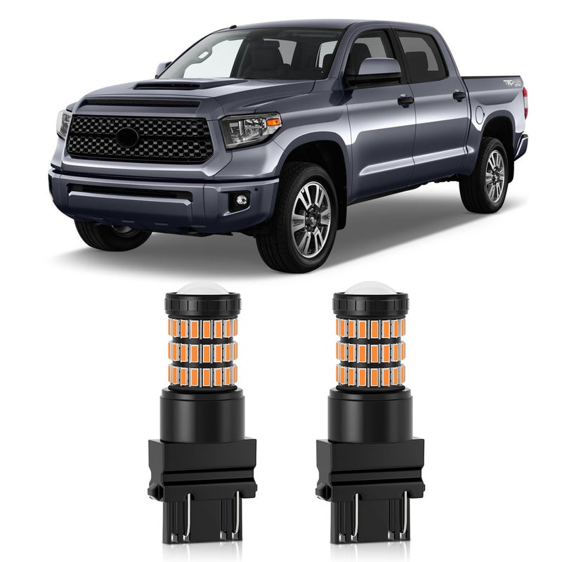 MEALAM Amber Yellow 3157 3156 3057 3056 LED Bulbs with Projector Blinker Lights Compatible with Toyota Tundra 20072021 Front Turn Signal Lights  20072013 Rear Turn Signal Lights Pack of 2