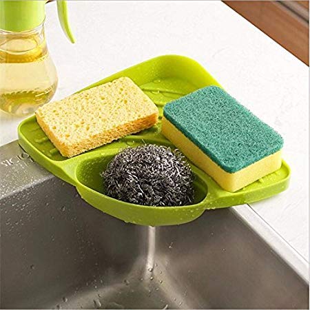BBD kitchen shop Multipurpose Corner Sink Wash Basin Storage Organizer Rack Tray Shelf Sponge Spoons Brush Soap Scrub Lotion Bottle Holder - 1 Piece (Color May Vary) - Image 1