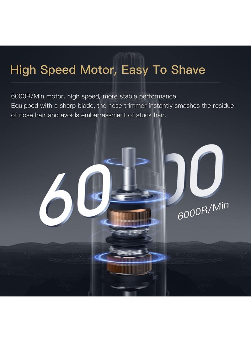 NIBEMINENT Electric Ear and Nose Hair Trimmer Cordless Eyebrow Removal Clipper Razor Shaver for Men Women IPX7 Waterproof Type-C Fast Charging with Rechargeable Battery Travel Lock 6000RPM, Black - Image 5