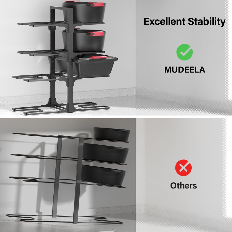 MUDEELA Pots and Pans Organizer under Cabinet 20.8" Height, Heavy Duty Adjustable Pot Pan Organizers inside Cabinet, 8-Tier Kitchen Cabinet Organizers and Storage for Big Stockpots, Heavy Cookware - Image 4