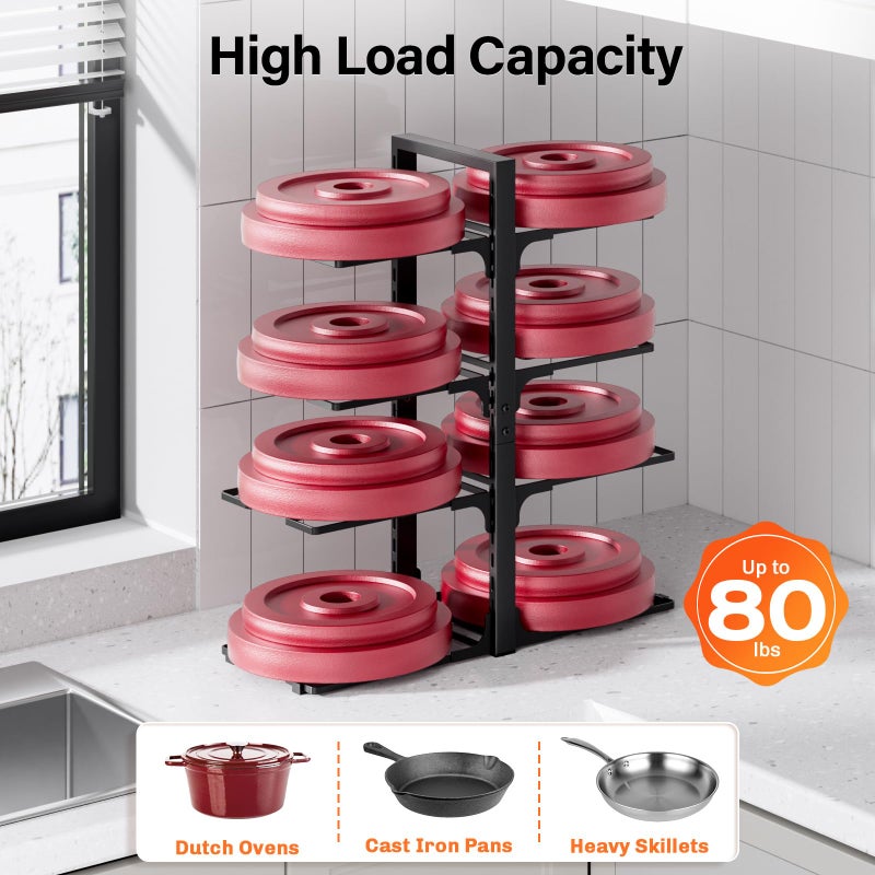 MUDEELA Pots and Pans Organizer under Cabinet 20.8" Height, Heavy Duty Adjustable Pot Pan Organizers inside Cabinet, 8-Tier Kitchen Cabinet Organizers and Storage for Big Stockpots, Heavy Cookware - Image 3
