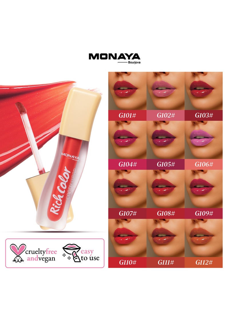 Monaya G009 Candy Wrap Rich Color Lip Gloss - Long-Lasting, Moisturizing, High Shine, Non-Sticky - Image 2