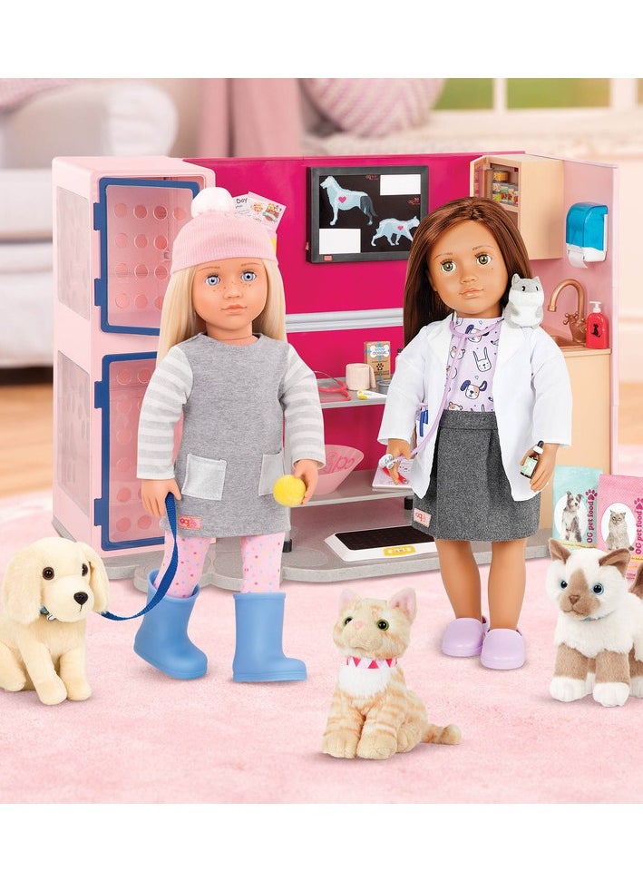 Our Generation Vet Clinic Playset – 18-inch Doll Accessories – Plush Pets & Stuffed Animals 

 – Pretend Play – Toys For Kids Ages 3 & Up – Healthy Paws Vet Clinic  - Image 2