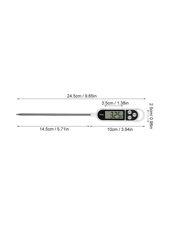 LDA Digital Cooking Food Thermometer 12cm Silver Black White for Kitchen Cooking BBQ Meat Temperature Measurement Tool for Home Outdoor Use - Image 2