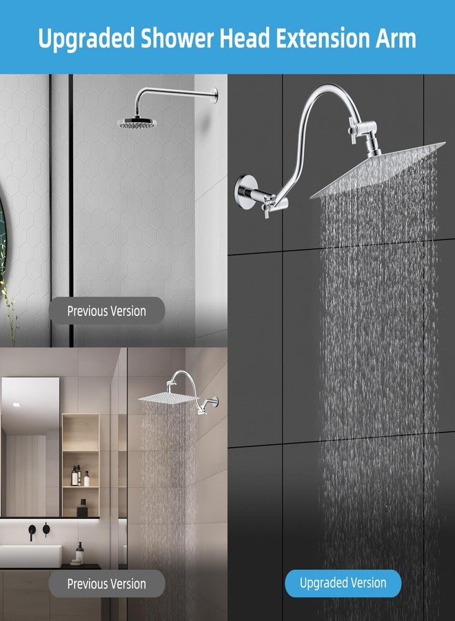 Hibbent All Metal Upgraded 18'' Shower Head Extension Arm with Flange, Solid Brass Flexible Height & Angle Adjustable Shower Arm Extender with Lock Joint, Universal Connection, Chrome - Image 4