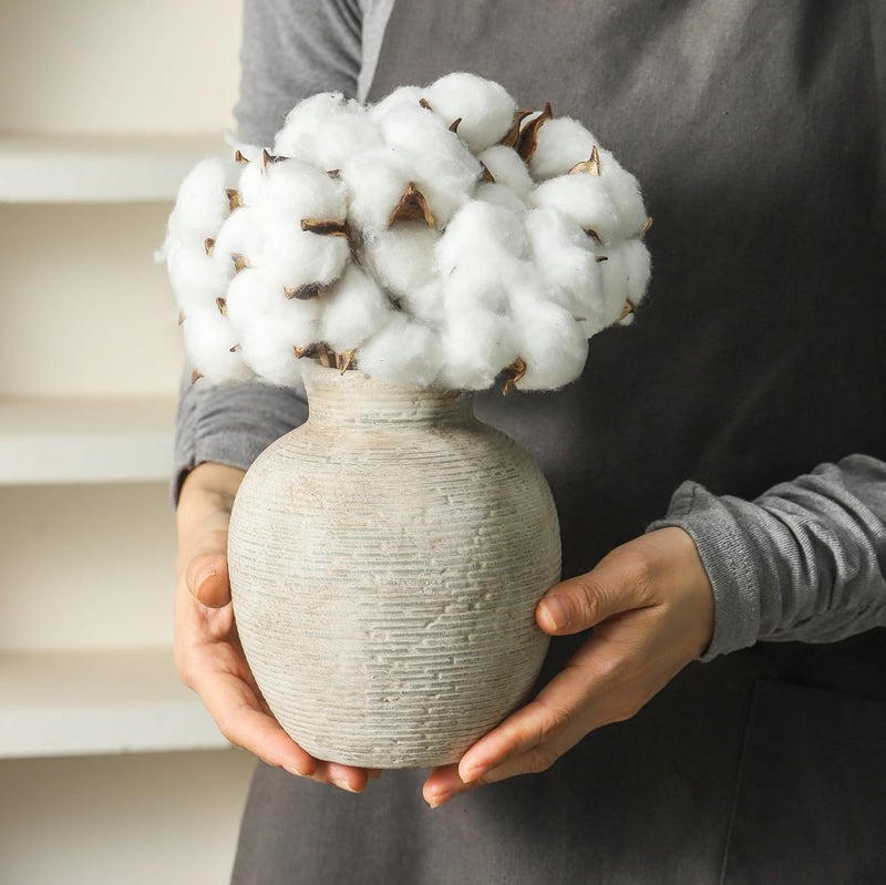 Vanselia Ceramic Flower Vase Home Decor - Small Farmhouse Table Vases Rustic Vintage Living Room Kitchen Bedroom Decorations for House Book Shelf Office Coffee Desk Dining Fireplace (6" Retro) - Image 3
