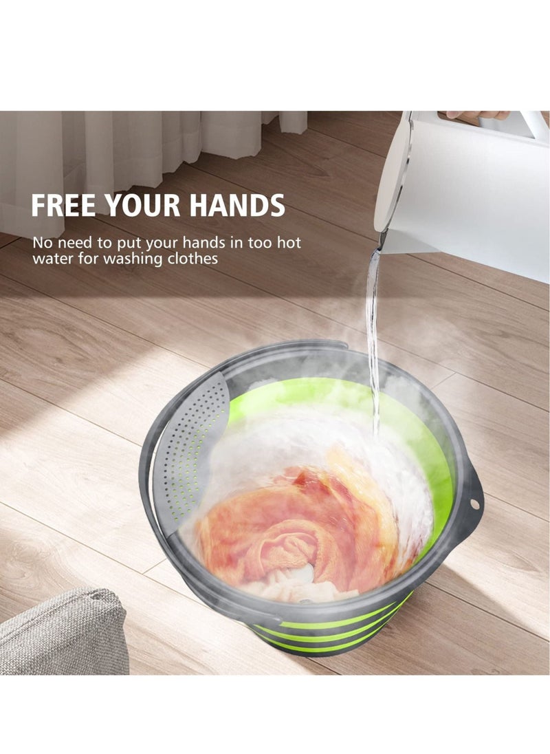 XiuWoo - 10L Portable Washing Machine Mini Washing Machine Ultrasonic Turbine Wash Bucket Collapsible Automatic Mini Portable Washer for Underwear, Sock, Baby Clothes, Travel, Camping, Dorm, Apartment - Image 1
