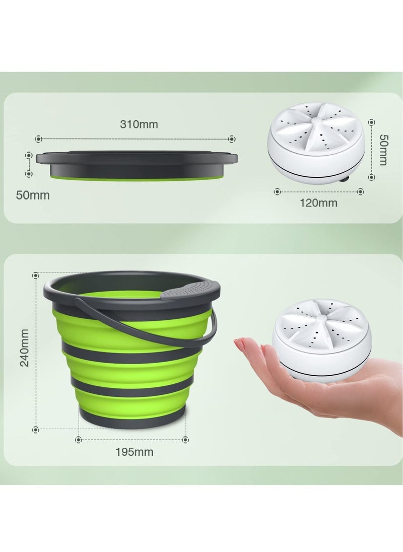 XiuWoo - 10L Portable Washing Machine Mini Washing Machine Ultrasonic Turbine Wash Bucket Collapsible Automatic Mini Portable Washer for Underwear, Sock, Baby Clothes, Travel, Camping, Dorm, Apartment - Image 1