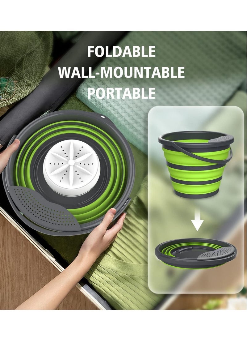 XiuWoo - 10L Portable Washing Machine Mini Washing Machine Ultrasonic Turbine Wash Bucket Collapsible Automatic Mini Portable Washer for Underwear, Sock, Baby Clothes, Travel, Camping, Dorm, Apartment - Image 1