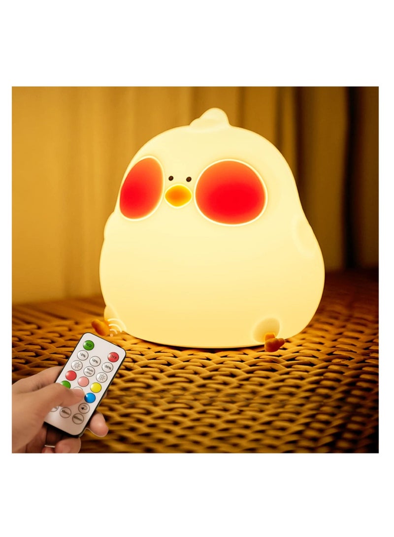 Night Light for Kids, Chick Silicone Light, Soft Kawaii USB Rechargeable Kids Lights Bedroom, Touch 7 Colors Control Baby Gift Boys and Girls - Image 1