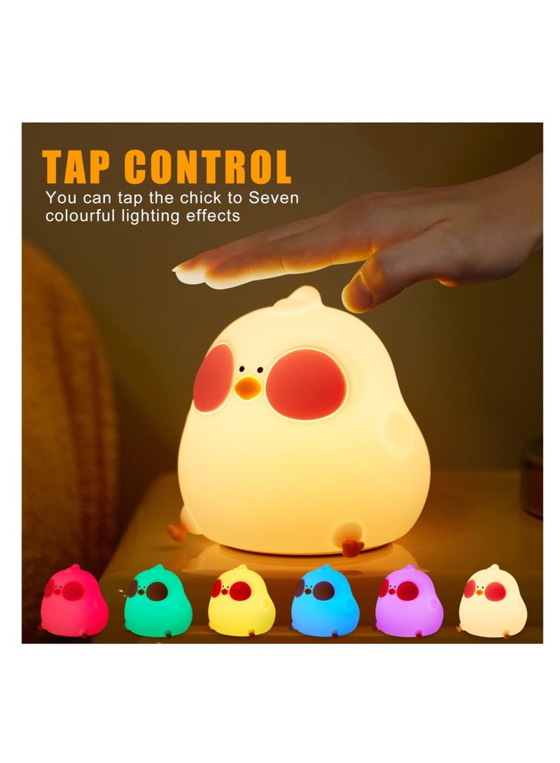 Night Light for Kids, Chick Silicone Light, Soft Kawaii USB Rechargeable Kids Lights Bedroom, Touch 7 Colors Control Baby Gift Boys and Girls - Image 4